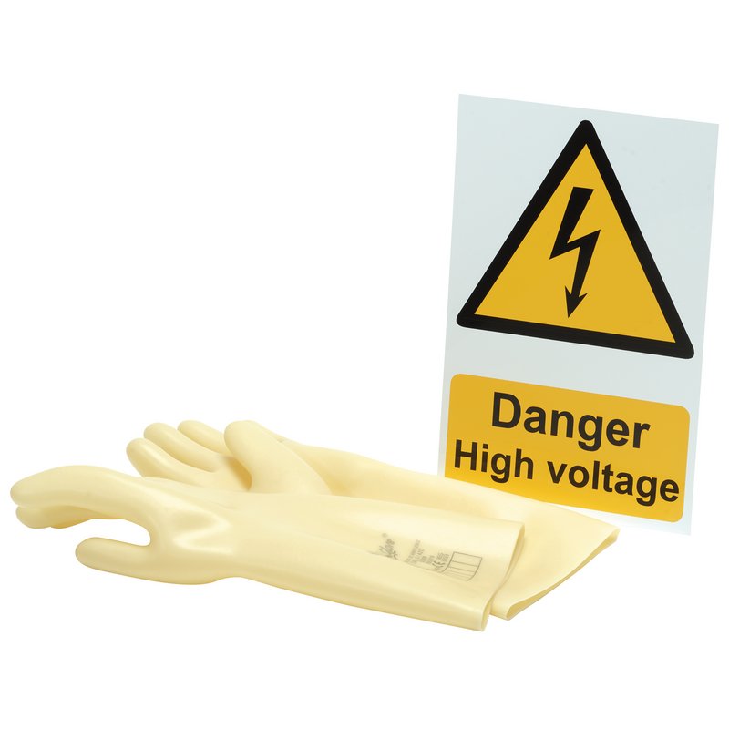 Draper Electrical Insulating Gloves And Danger High Voltage Hazard Sign 99715