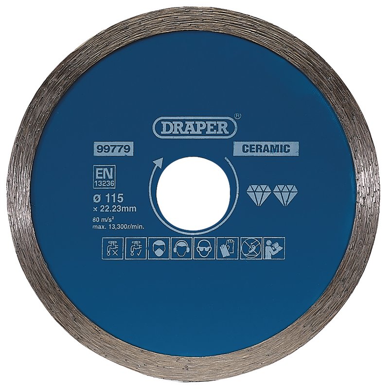 Draper Continuous Diamond Blade 115mm For ceramic and natural stone tiles 99779