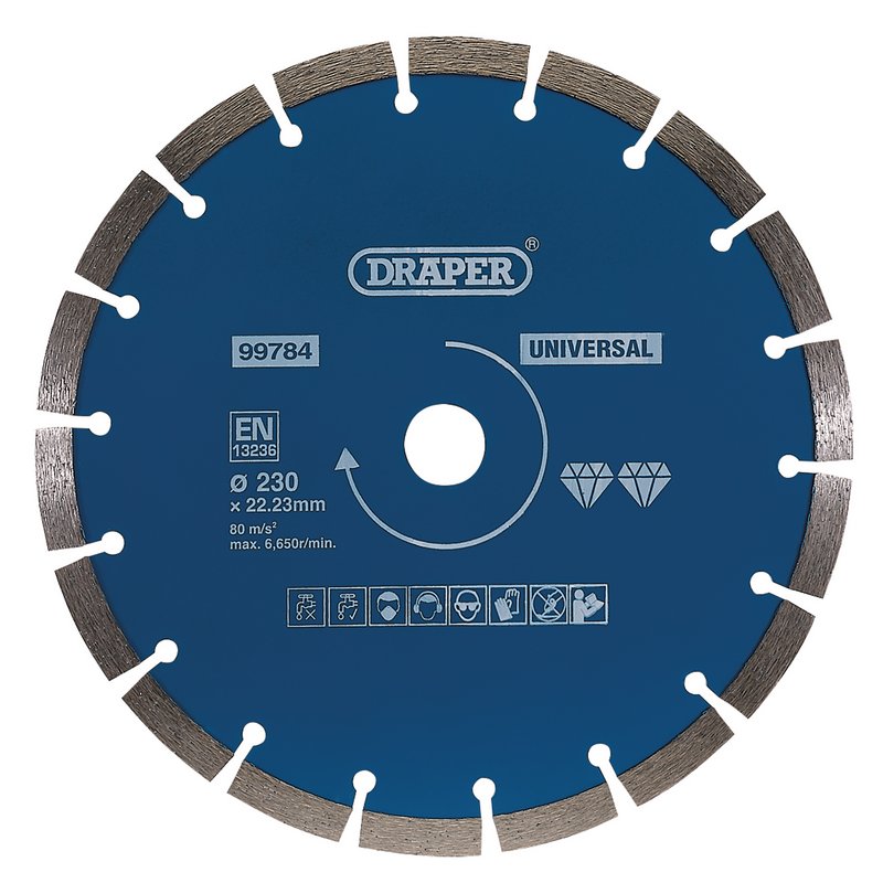 Draper Segmented Diamond Blade 230mm concrete bricks stone granite marble 99784