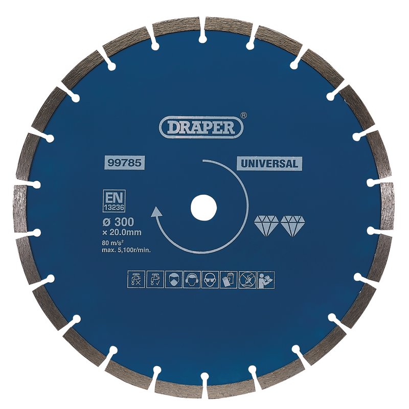 Draper Segmented Diamond Blade 300mm concrete bricks stone granite marble 99785