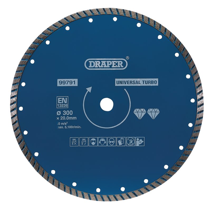 Draper Turbo Diamond Blade 300mm For use on granite marble and stone 99791