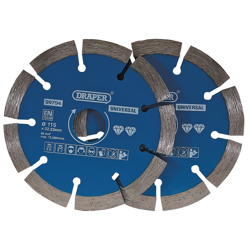 Draper Segmented Diamond Blade 115mm 2pk concrete bricks stone marble 99794
