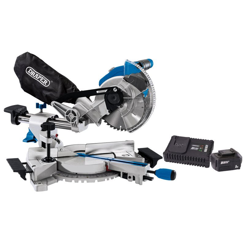 Draper 20V Brushless Sliding Compound Mitre Saw 185mm 1 x 5.0Ah Battery 99970