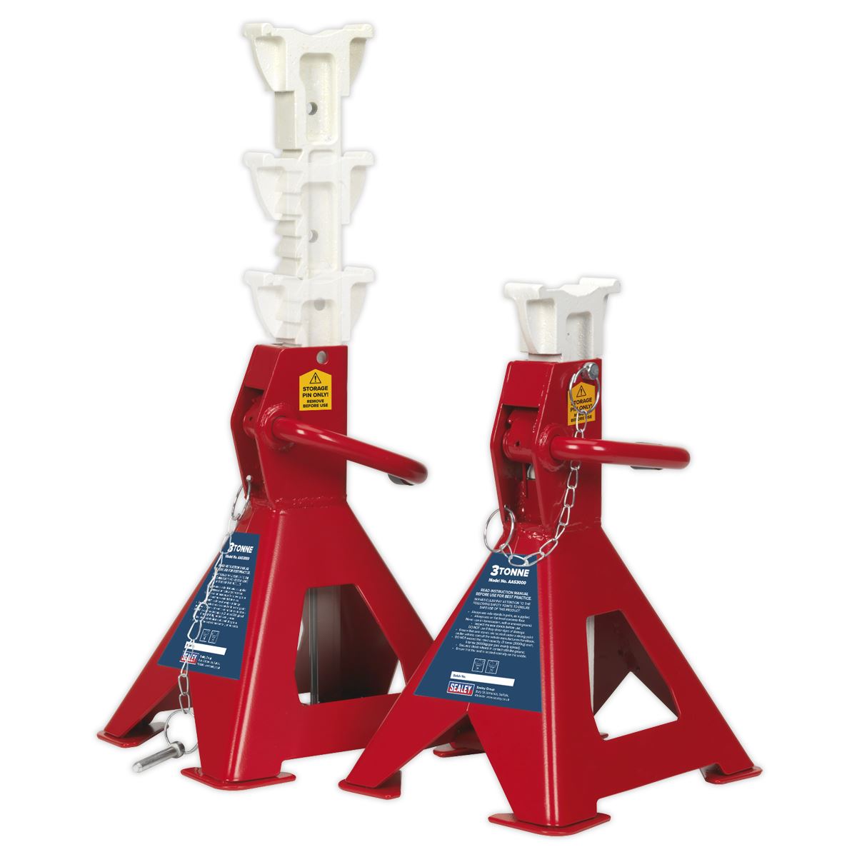 Sealey Axle Stands (Pair) 3tonne Capacity per Stand Auto Rise Ratchet AAS3000