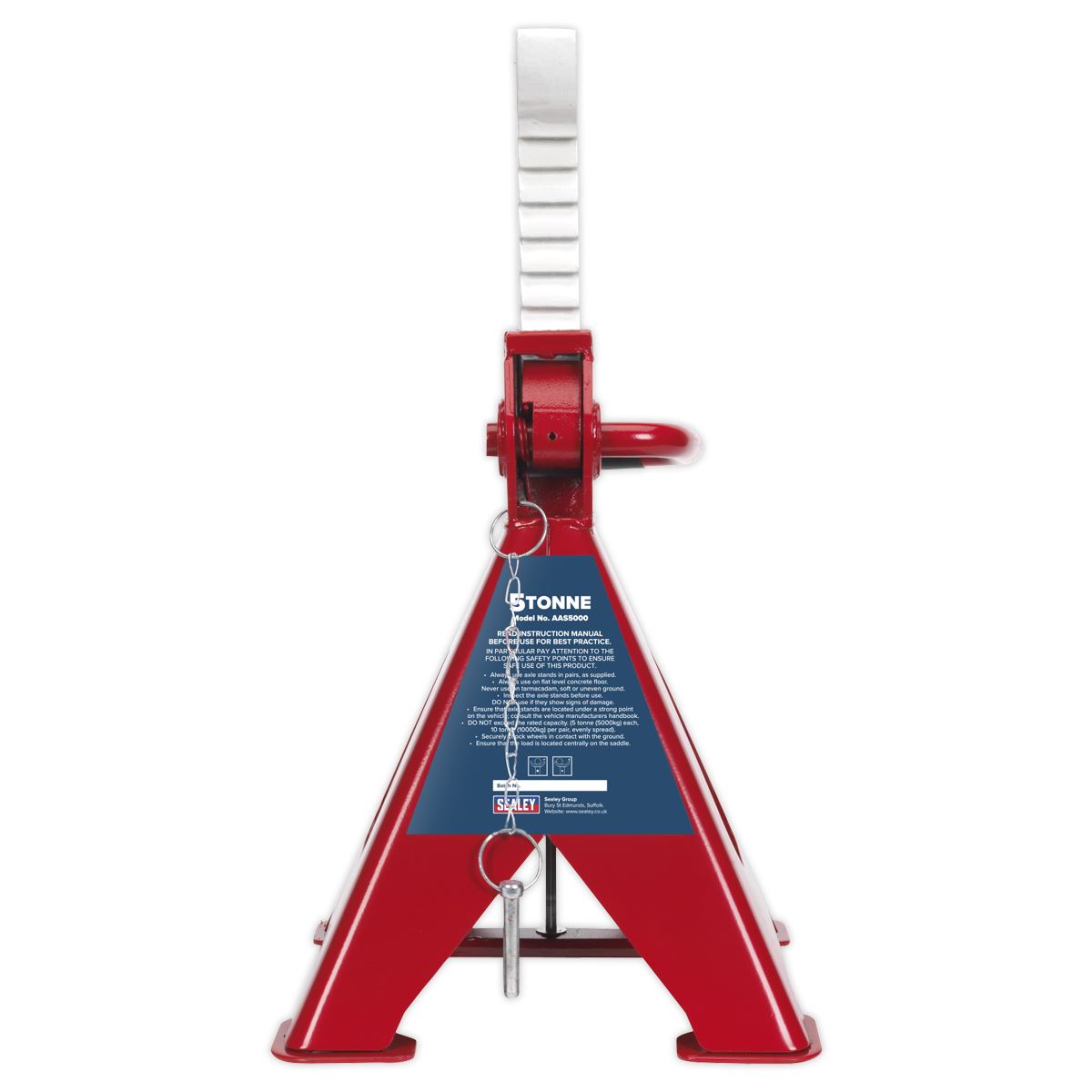 Sealey Axle Stands (Pair) 5 Tonne Capacity per Stand Auto Rise Ratchet AAS5000
