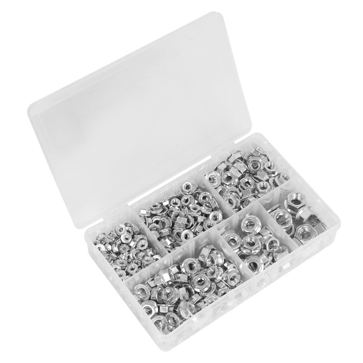 Sealey Flange Nut Assortment 390pc M5-M12 Serrated Metric AB031FN