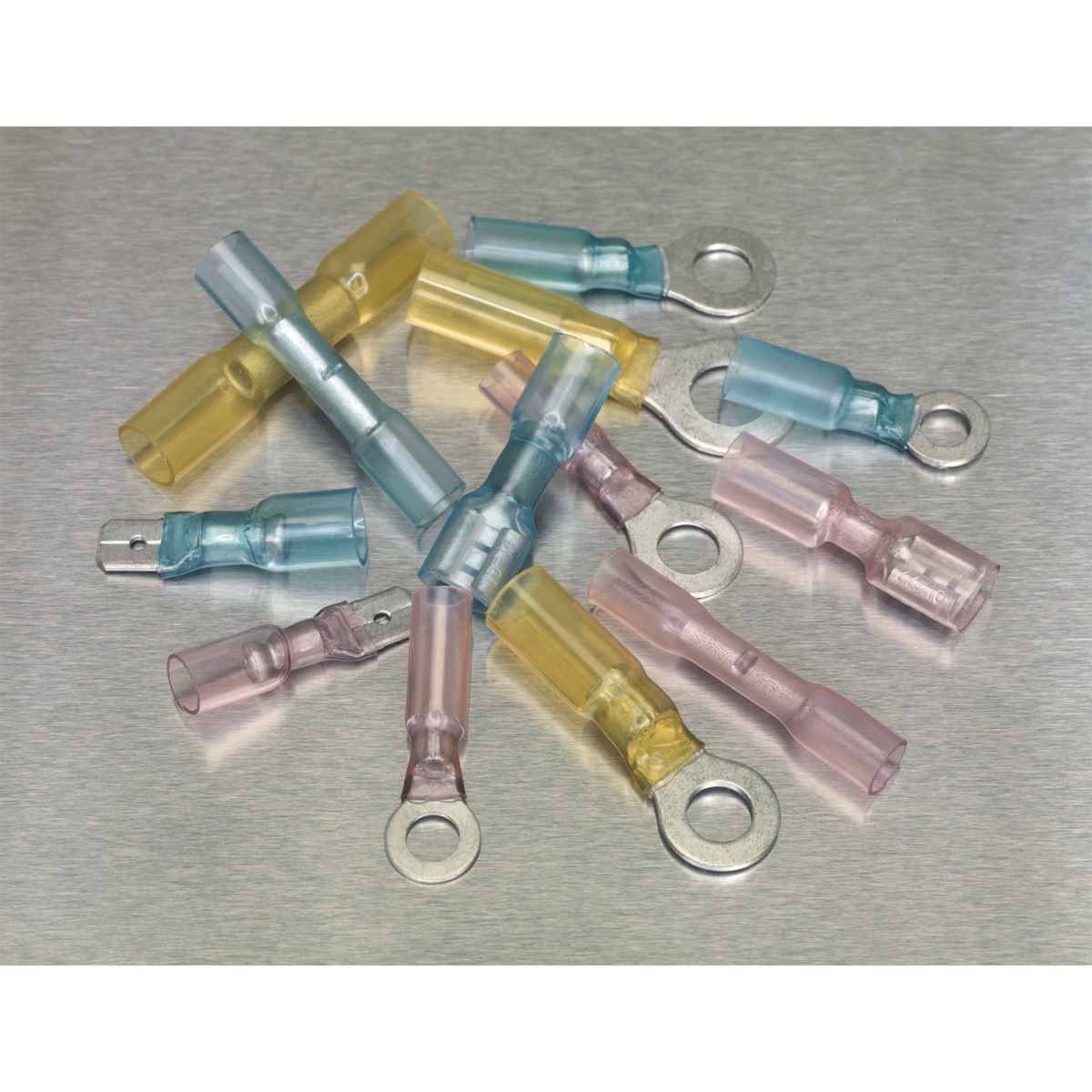 Sealey Adhesive Lined Heat Shrink Terminal Assortment 142pc Blue, Red & Yellow AB037HT