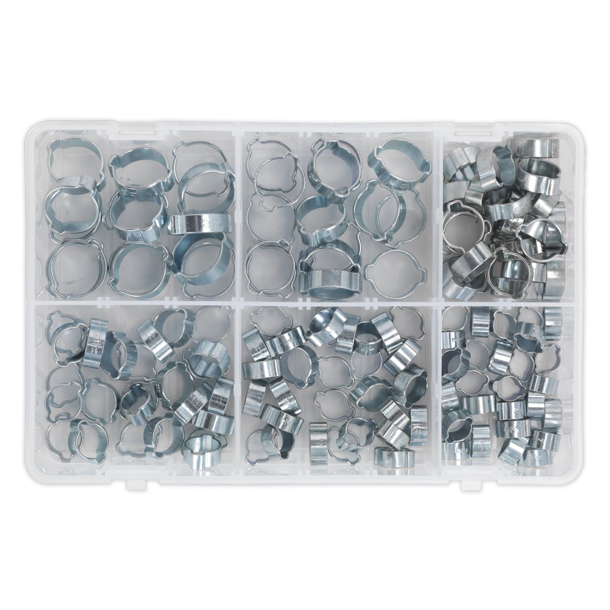 Sealey O-Clip Double Ear Assortment 140pc - Zinc Plated AB044DE