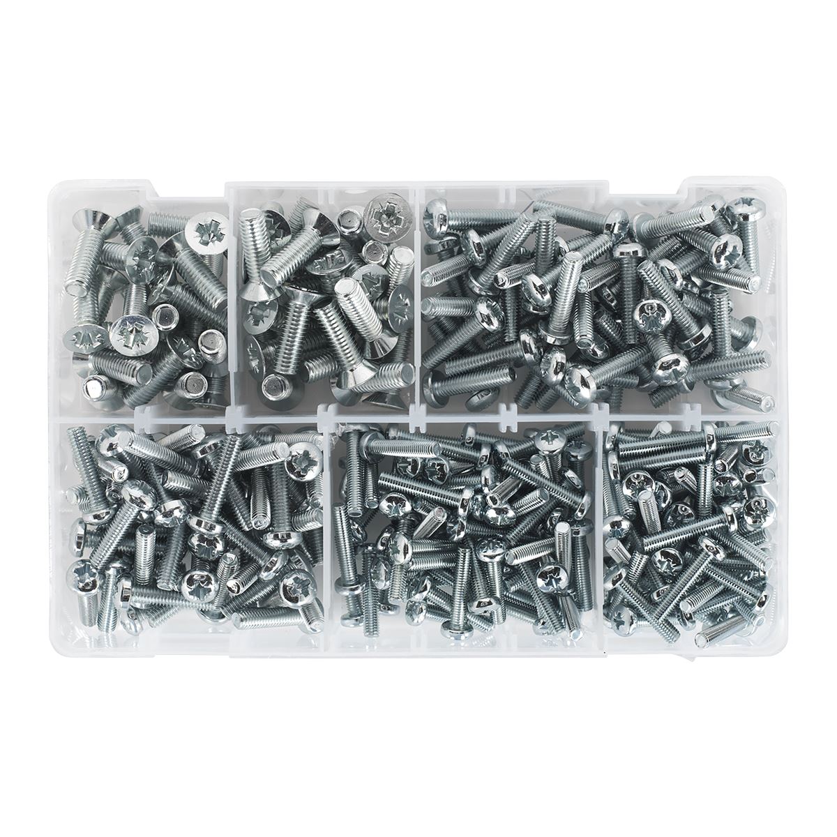 Sealey Machine (Body) Screw Assortment 264pc M5-M8 Countersunk & Pan Head Pozi - Metric AB054MS