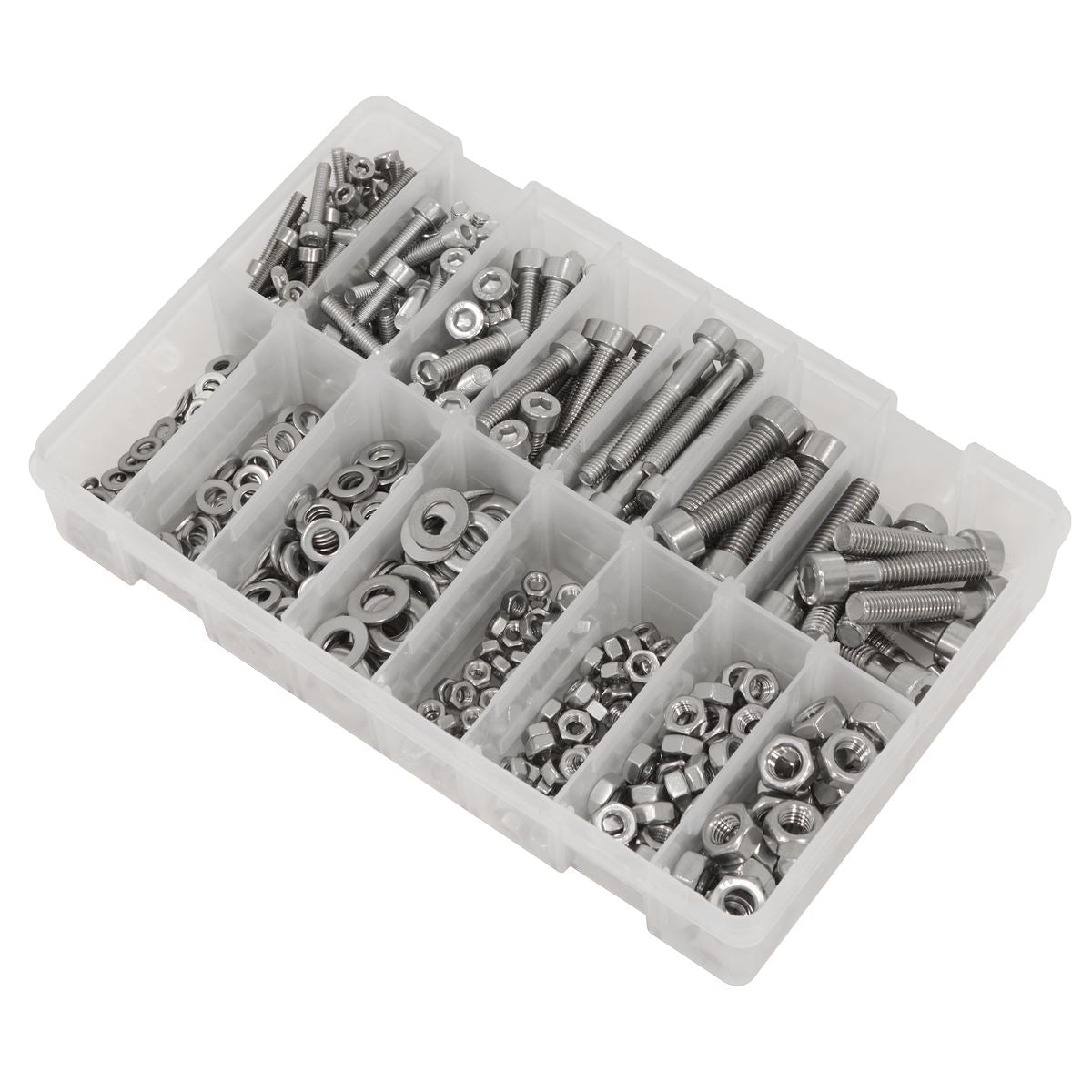 Sealey Stainless Steel Hex Socket Bolt Washer & Nut Assortment 710pcs AB0710SS