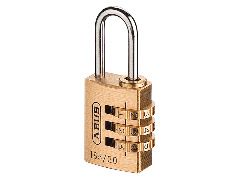 ABUS Mechanical 165/20 20mm Solid Brass Body Combination Padlock (3-Digit) Carded ABU16520C