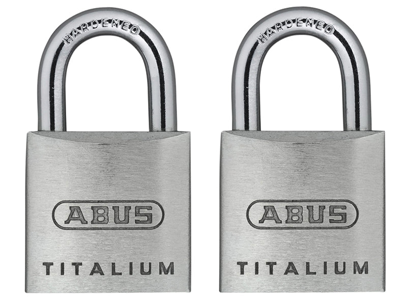 ABUS Mechanical 64TI/20mm TITALIUM™ Padlock Carded Twin Pack ABU64TI20TC