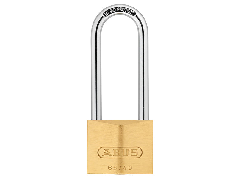 ABUS Mechanical 65/40mm Brass Padlock 63mm Long Shackle Carded ABU6540LS63C