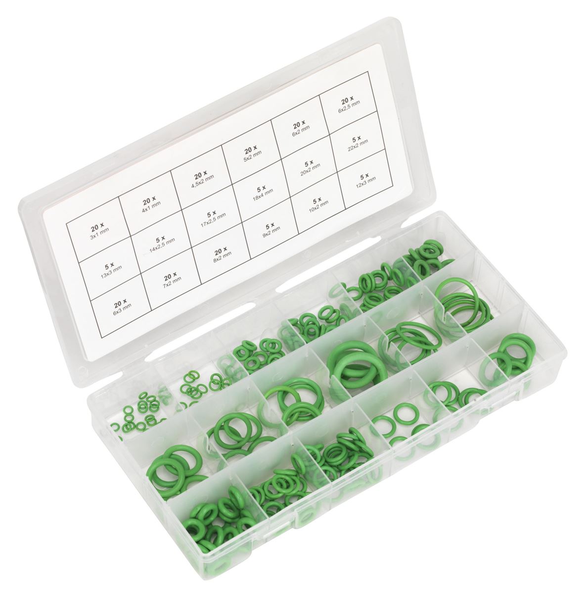 Sealey Air Conditioning Rubber O-Ring Assortment 225pc - Metric ACOR225