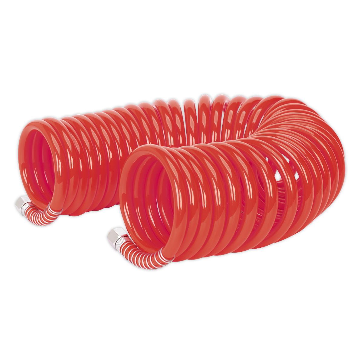 Sealey PU Coiled Air Line Hose 10m x 8mm with 1/4"BSP Unions AH10C/8