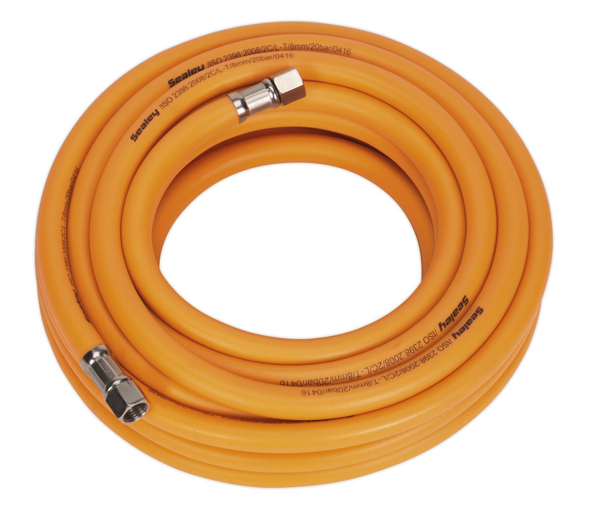 Sealey Air Hose 10m x �8mm Hybrid High-Visibility with 1/4"BSP Unions AHHC10