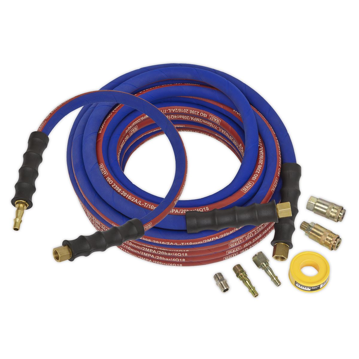 Sealey Air Line Line Hose Kit Extra-Heavy-Duty 15m x 10mm with Connectors AHK02