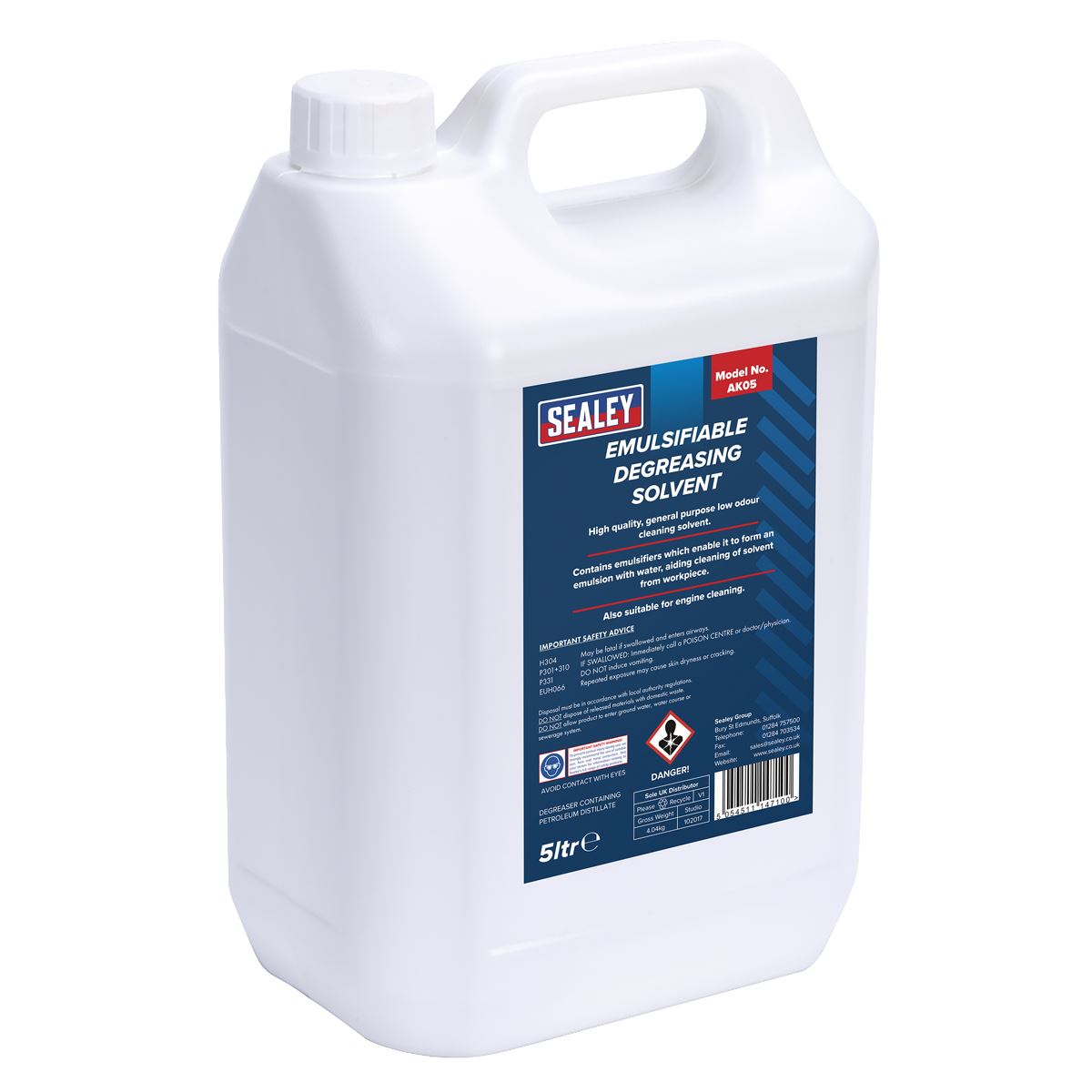 Sealey Degreasing Solvent Emulsifiable 5L AK05