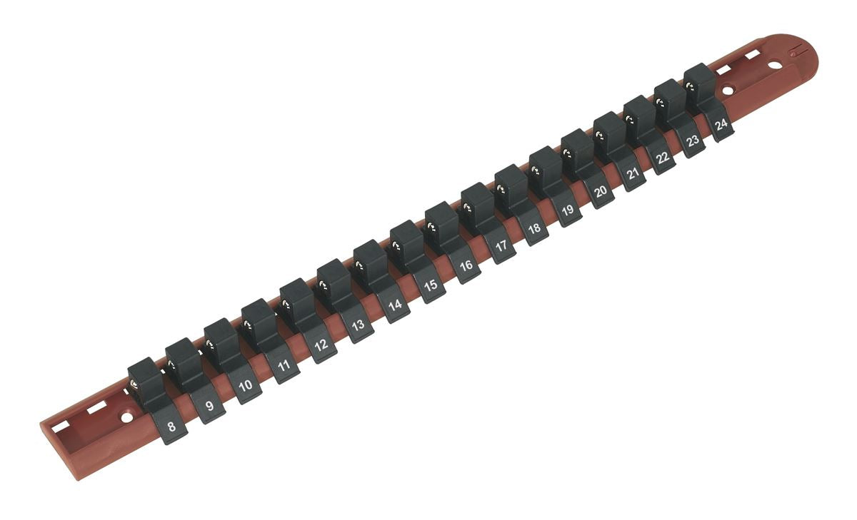 Sealey Socket Retaining Rail with 17 Clips 1/2"Sq Drive AK1217