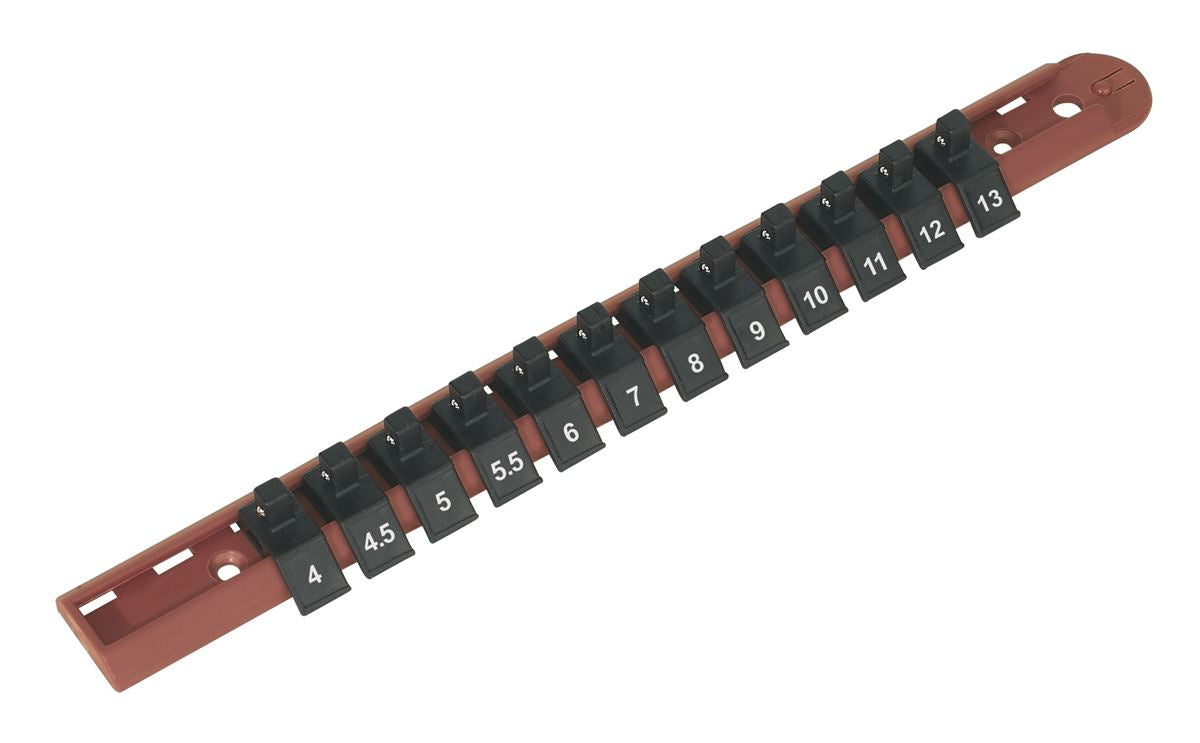 Sealey 1/4"Sq Drive Socket Retaining Rail with 12 Clips AK1412