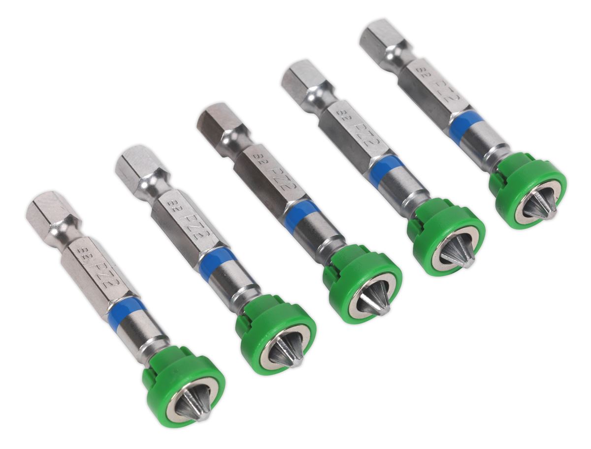 Sealey Power Tool Bit Pozi #2 with Magnetic Holder S2 50mm Pack of 5 AK210523