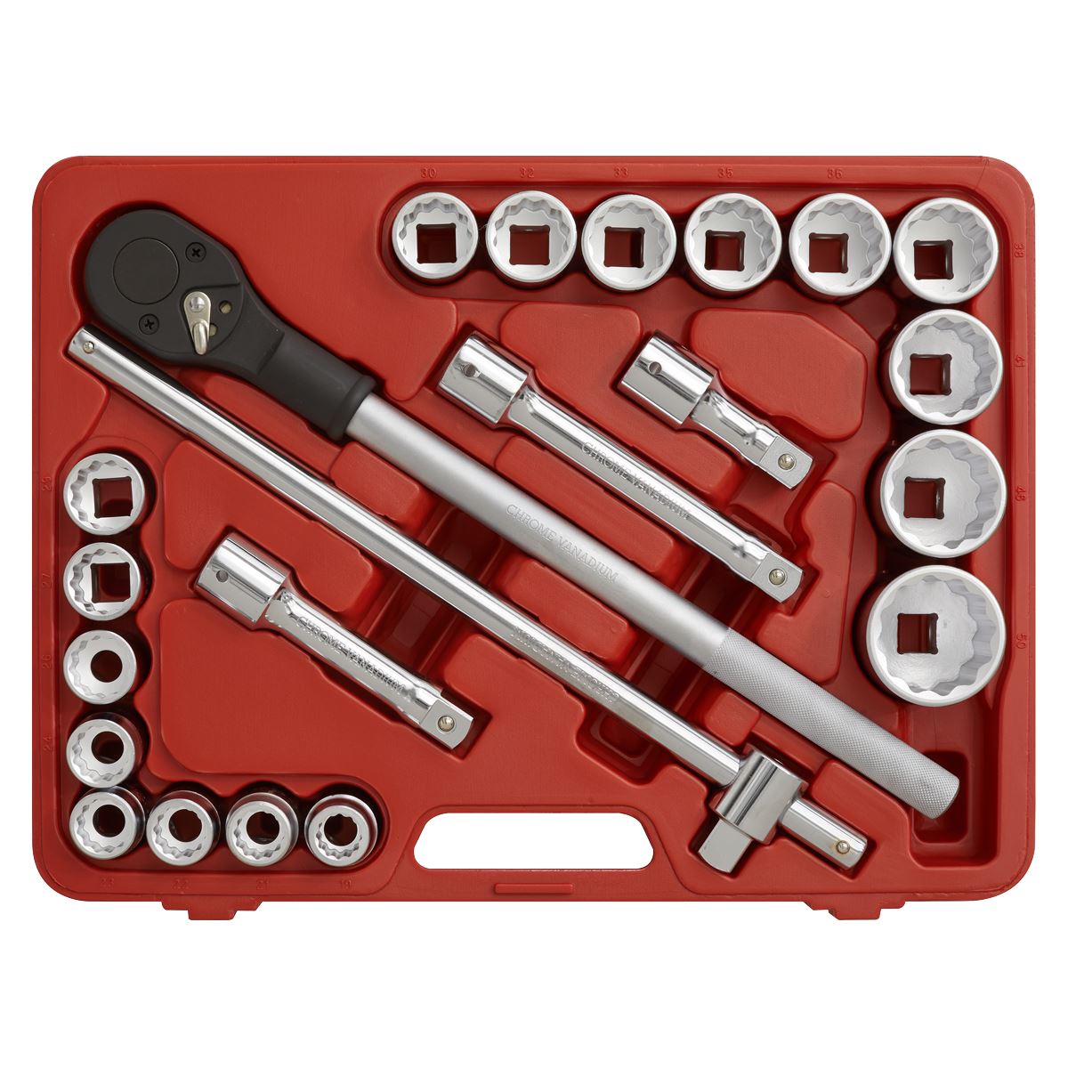 Sealey Metric Socket Set 22pc 3/4"D 12-point WallDrive Standard Length AK2598