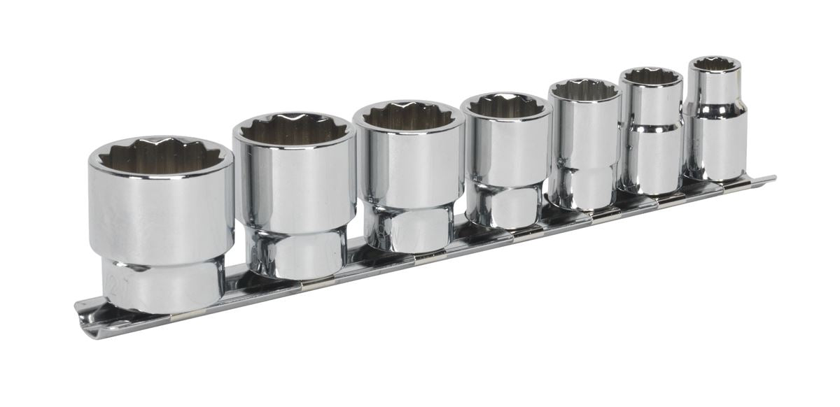 Sealey Whitworth Socket Set 7pc 3/8"Sq Drive Bi Hex Standard Length AK2676