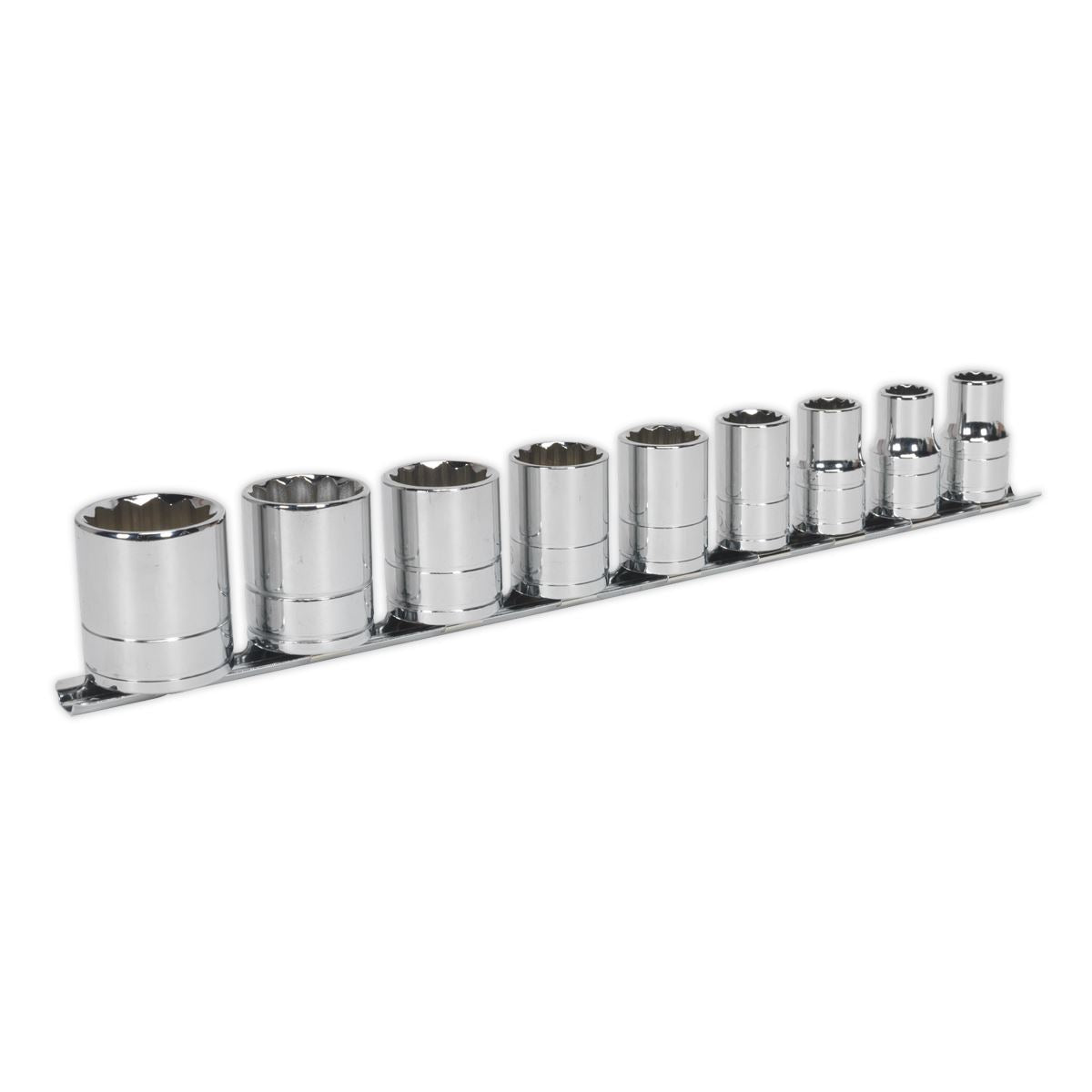 Sealey Whitworth Socket Set 9pc 1/2"Sq Drive Bi Hex Standard Length AK2677