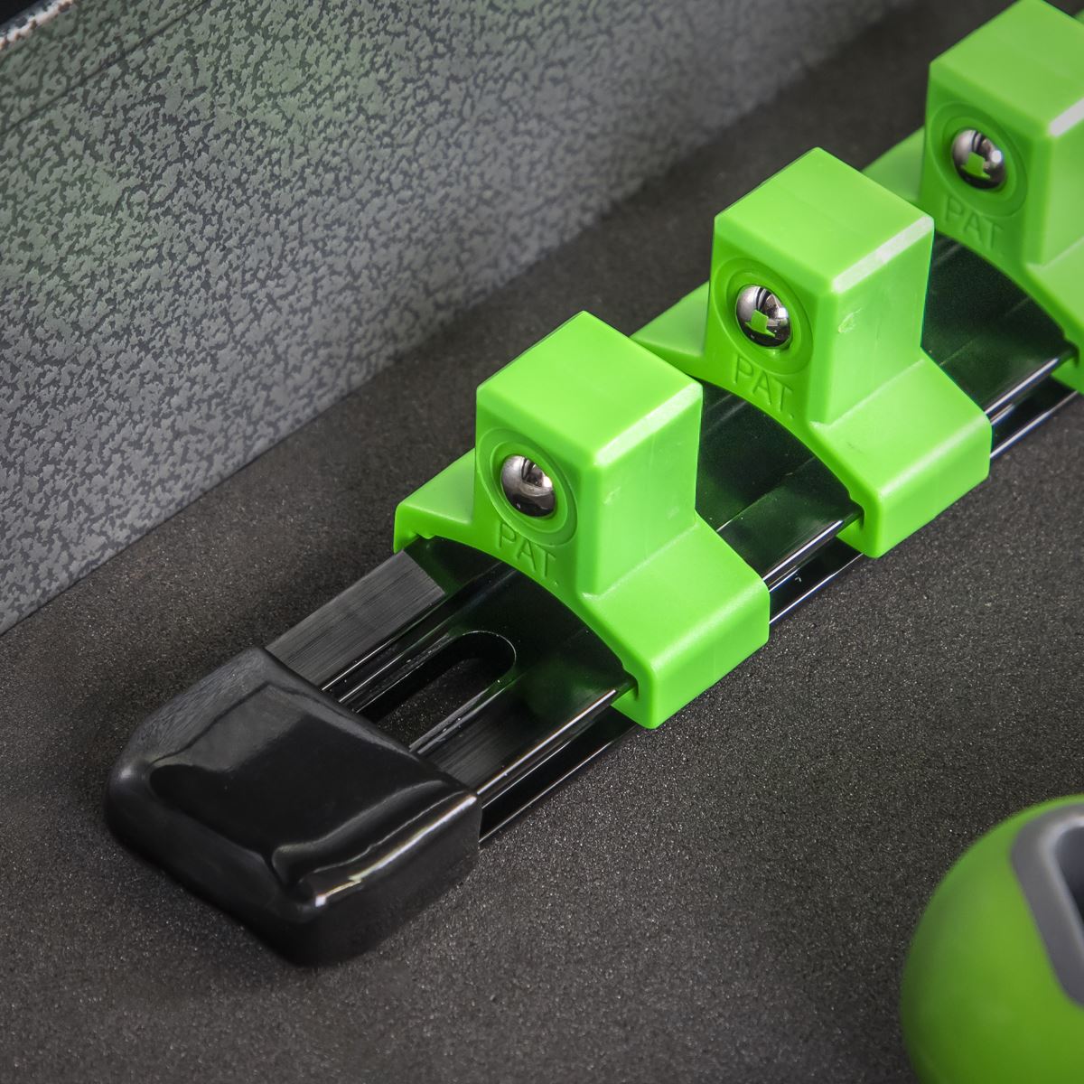 Sealey Socket Retaining Rail with 16 Clips 1/2"Sq Drive - Hi-Vis Green AK27054HV