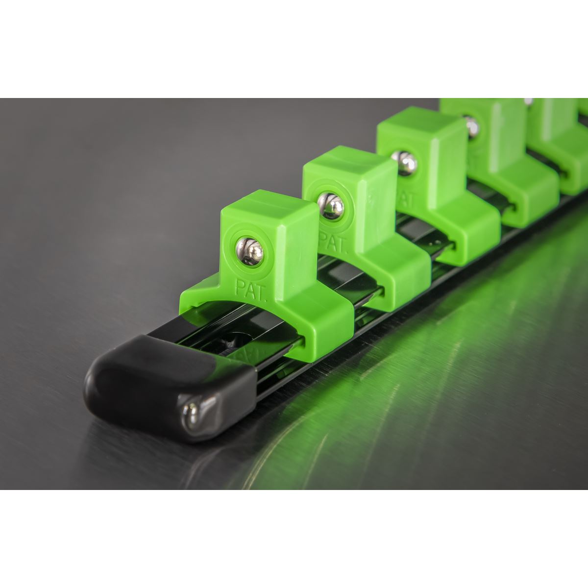 Sealey Socket Retaining Rail with 16 Clips 1/2"Sq Drive - Hi-Vis Green AK27054HV