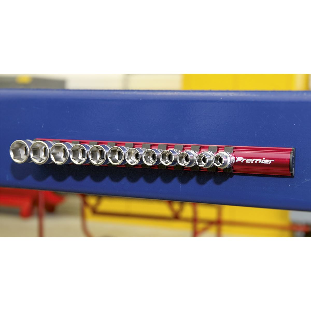 Sealey Magnetic Socket Retaining Rail 3/8"Sq Drive 12 Clips AK27083