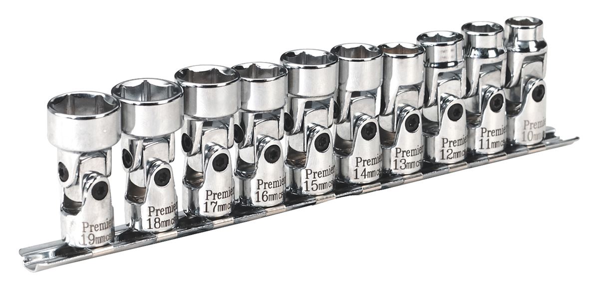 Sealey Metric Universal Joint Socket Set 10pc 3/8"Sq Drive 6pt WallDrive AK2710
