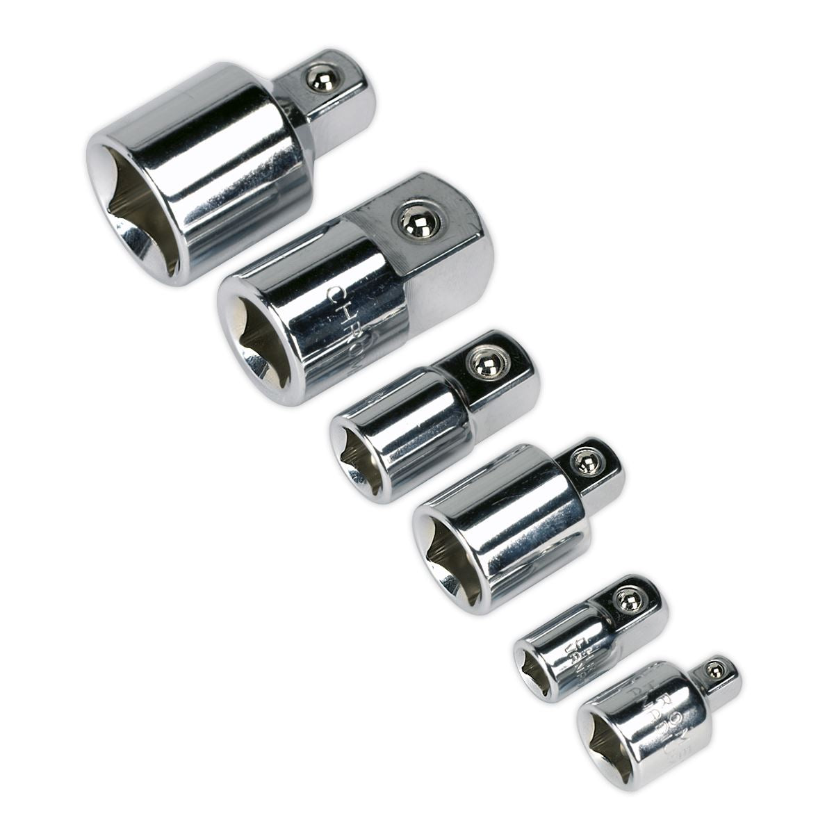 Sealey Socket Adaptor Set 6pc Reducer Step Up Converter Kit Chrome AK2736
