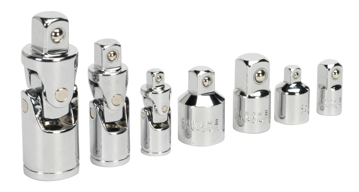 Sealey Universal Joint & Socket Adaptor Set 7pc 1/4" 3/8" & 1/2"Sq Drive AK2737