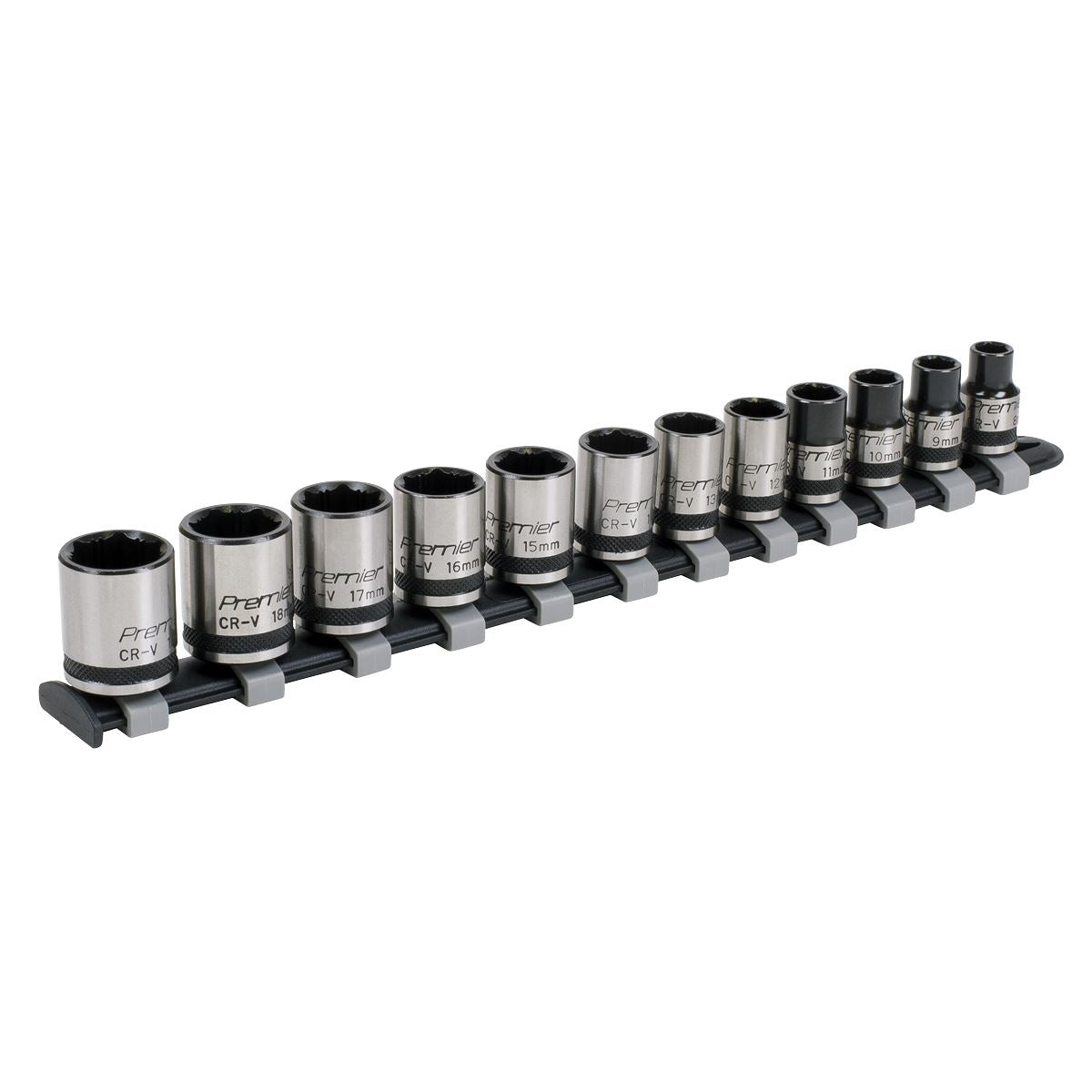 Sealey Metric Socket Set 12pc 3/8"Sq Drive Lock On 6pt Black Series AK2741B