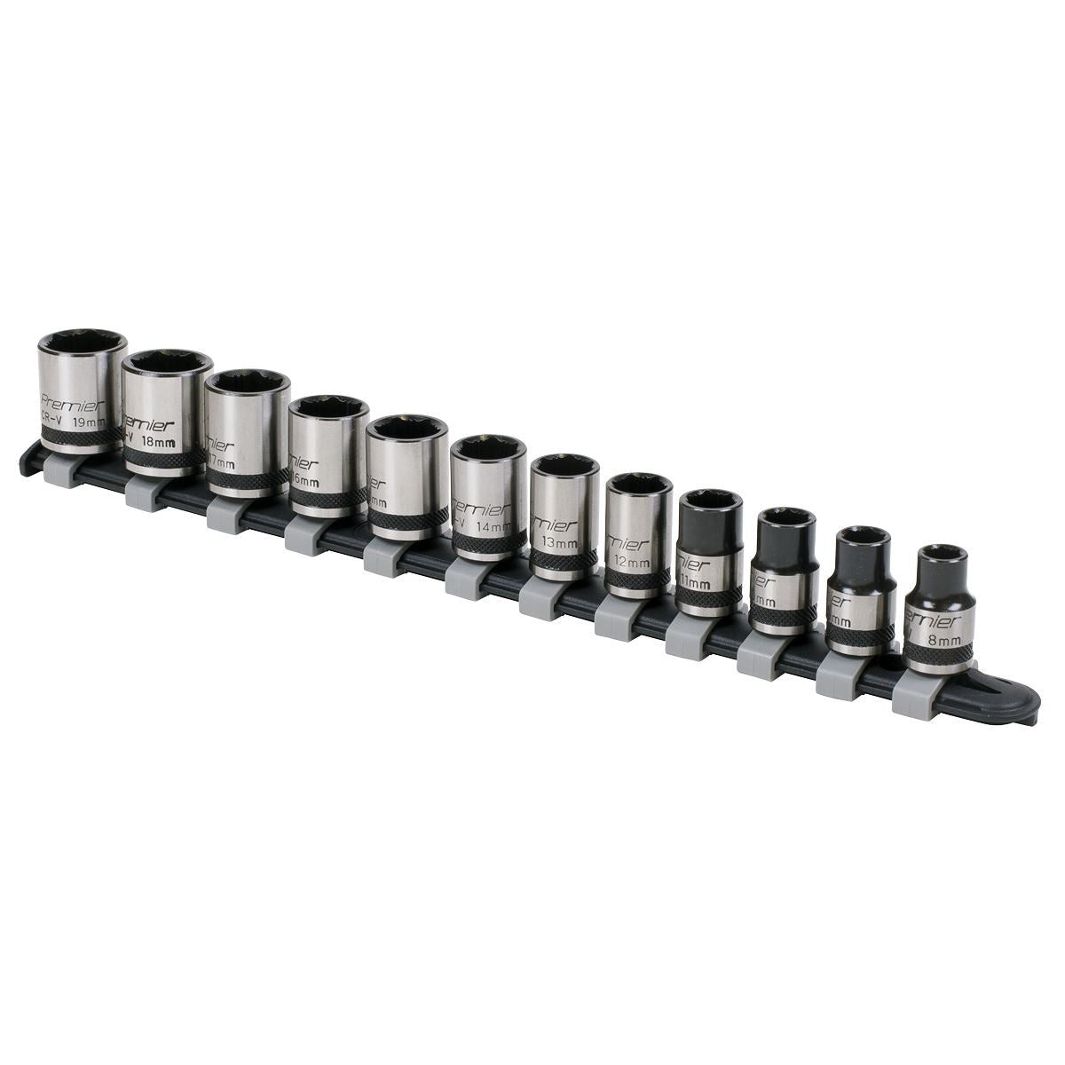 Sealey Metric Socket Set 12pc 3/8"Sq Drive Lock On 6pt Black Series AK2741B