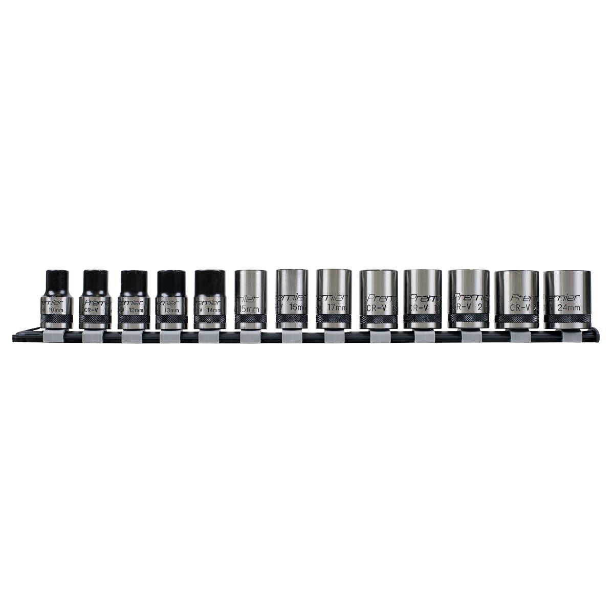 Sealey Metric Socket Set 13pc 1/2"Sq Drive Lock On 6pt Black Series AK2742B