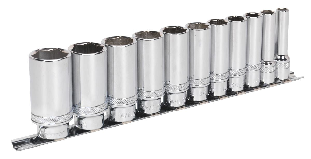 Sealey Imperial Socket Set 11pc 3/8"Sq Drive Deep Lock On 6pt AK2743