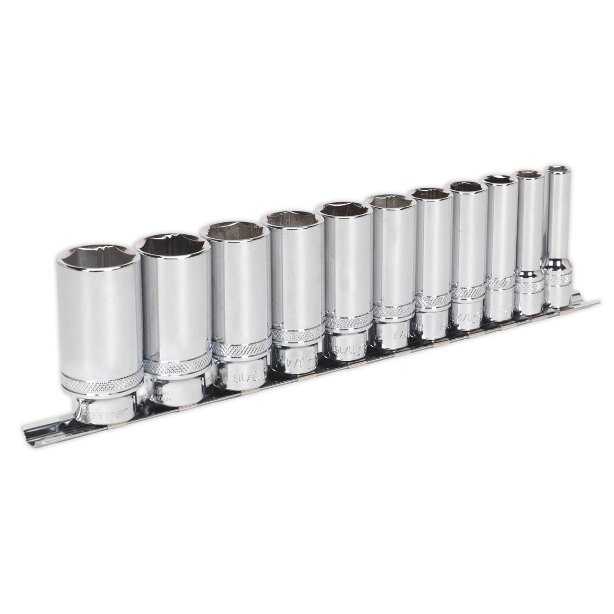 Sealey Imperial Socket Set 11pc 3/8"Sq Drive Deep Lock On 6pt AK2743