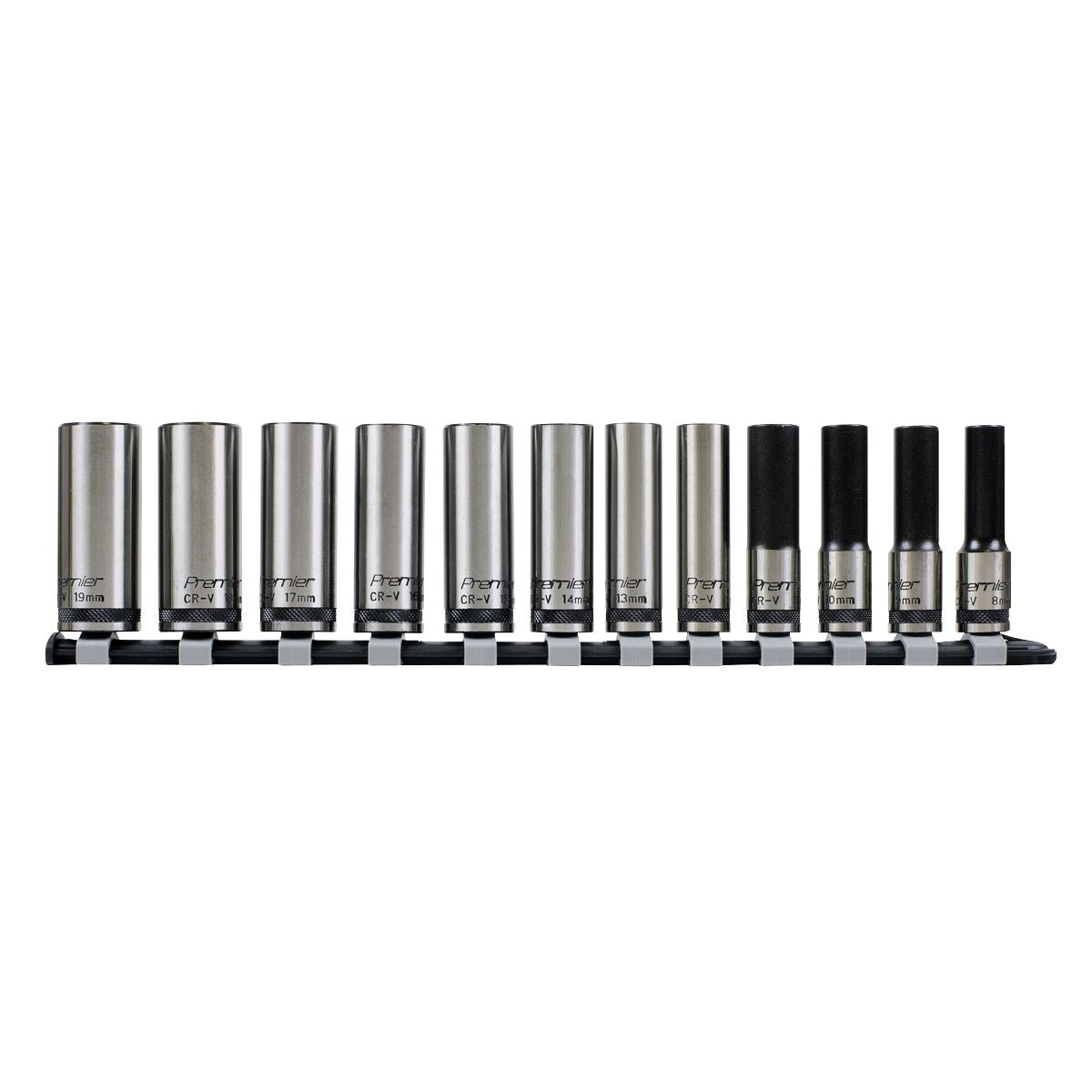 Sealey Metric Socket Set 12pc 3/8" Drive Deep Lock On 6pt Black Series AK2744B