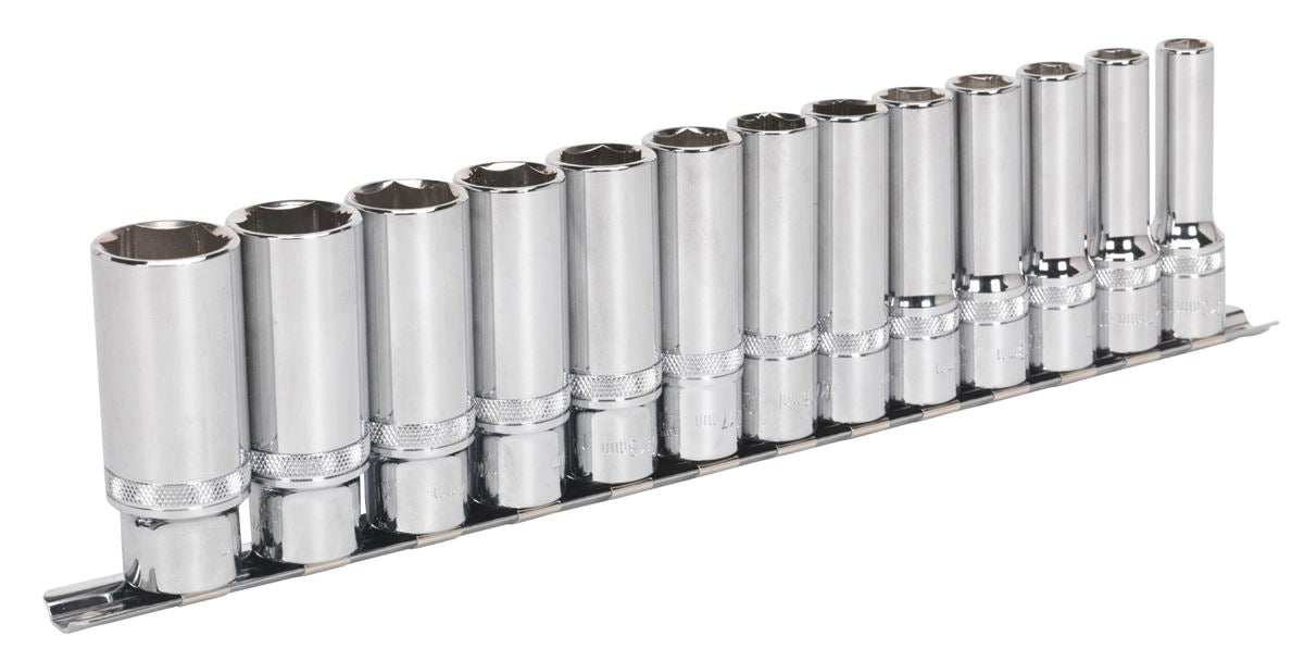 Sealey Metric Socket Set 13pc 1/2"Sq Drive Deep Lock On 6pt AK2745