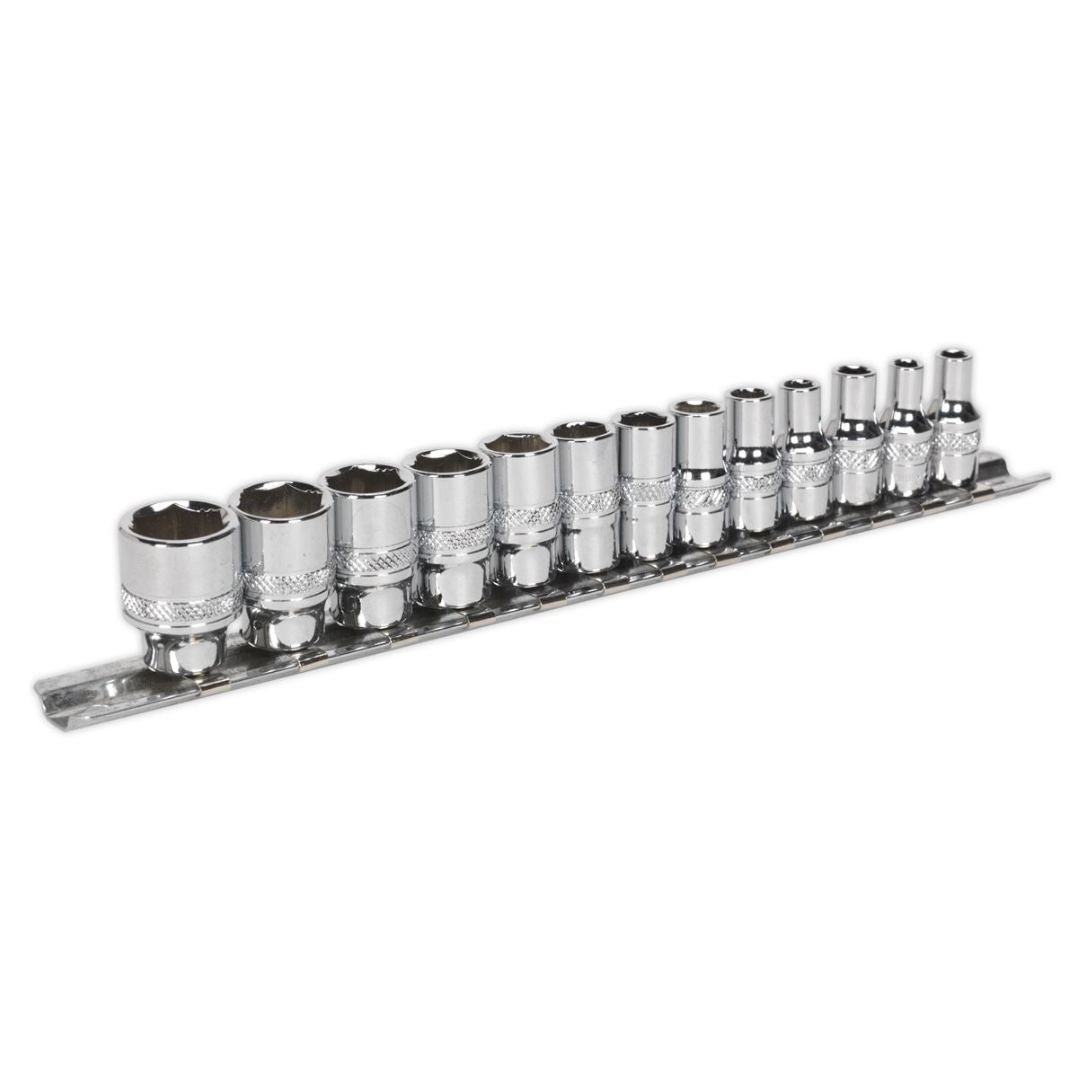 Sealey Metric Socket Set 13pc 1/4"Sq Drive Lock On Chrome 6pt Metric AK2746