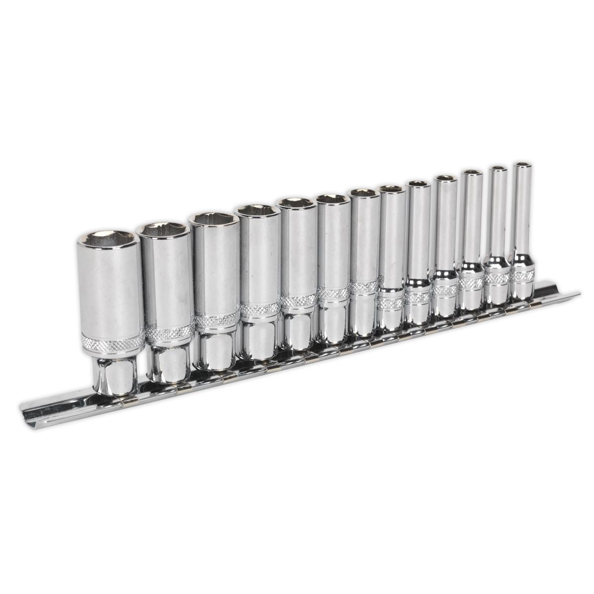 Sealey Metric Socket Set 13pc 1/4"Sq Drive Deep Lock On 6pt Chrome AK2747