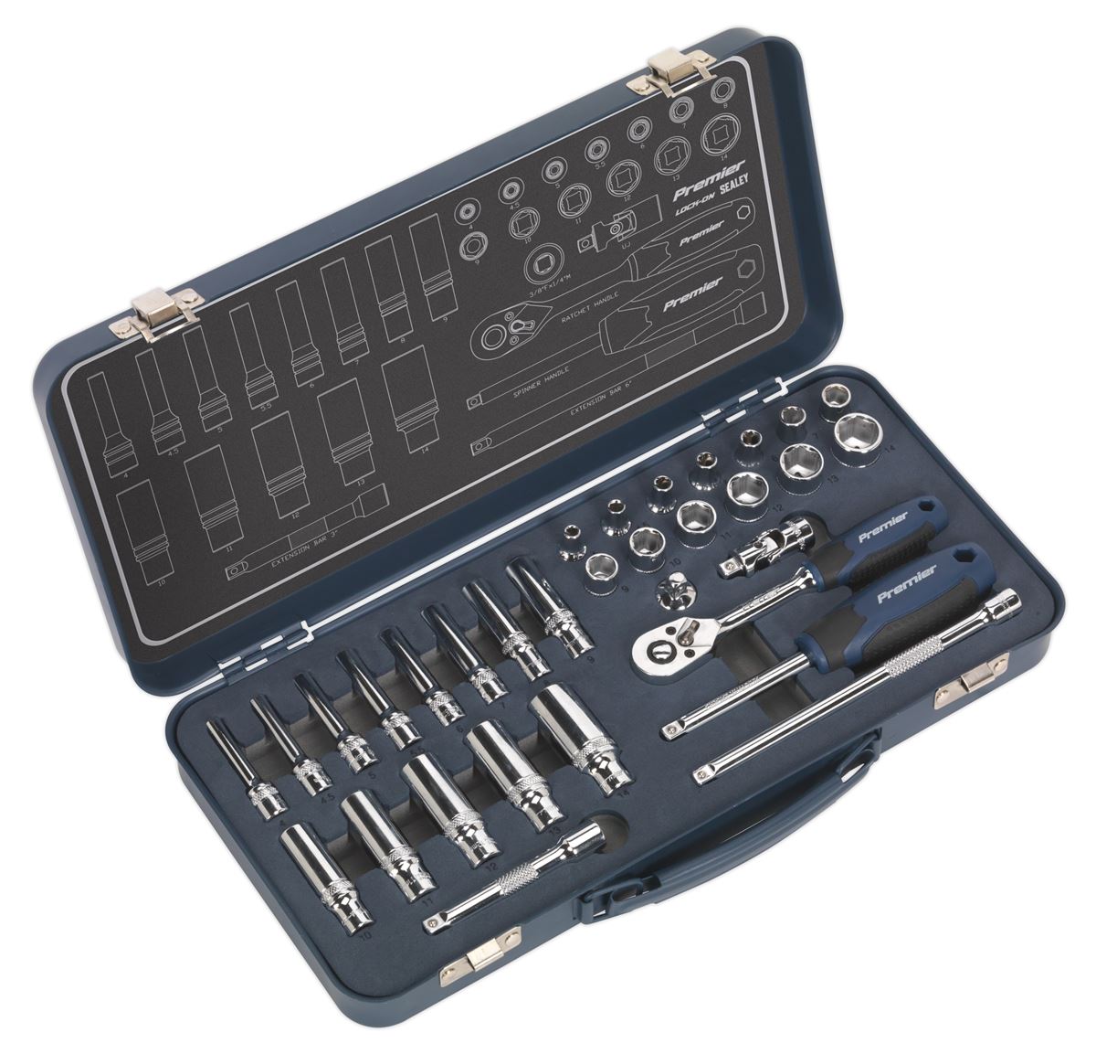 Sealey Metric Socket Set 32pc 1/4"Sq Drive Lock On 6pt Mirror Finish AK27480