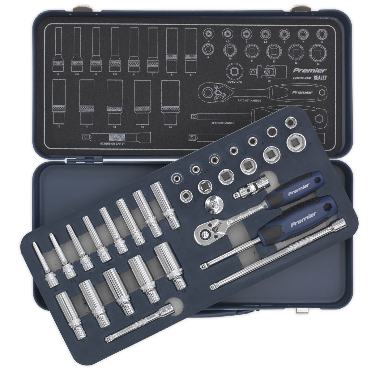 Sealey Metric Socket Set 32pc 1/4"Sq Drive Lock On 6pt Mirror Finish AK27480