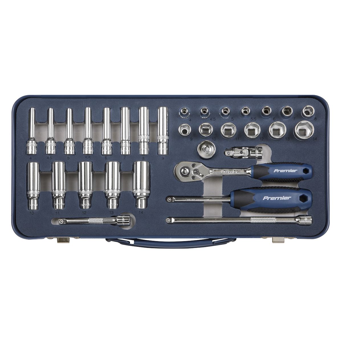 Sealey Metric Socket Set 32pc 1/4"Sq Drive Lock On 6pt Mirror Finish AK27480