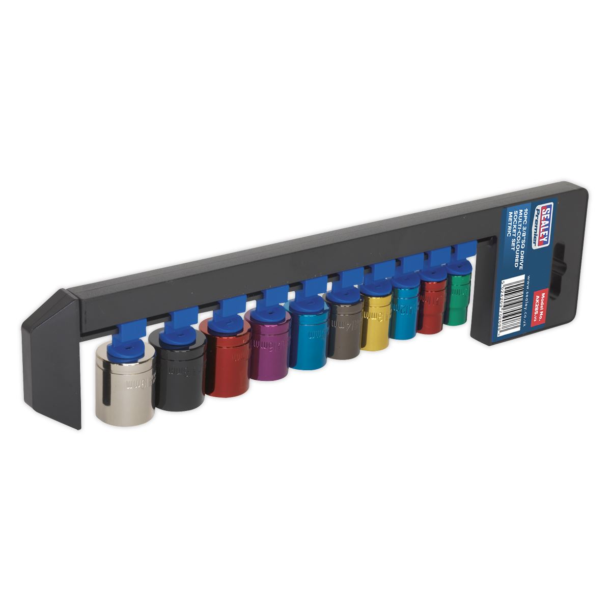 Sealey Metric Multi Coloured Socket Set 10pc 3/8"Sq Drive 6pt Standard AK285