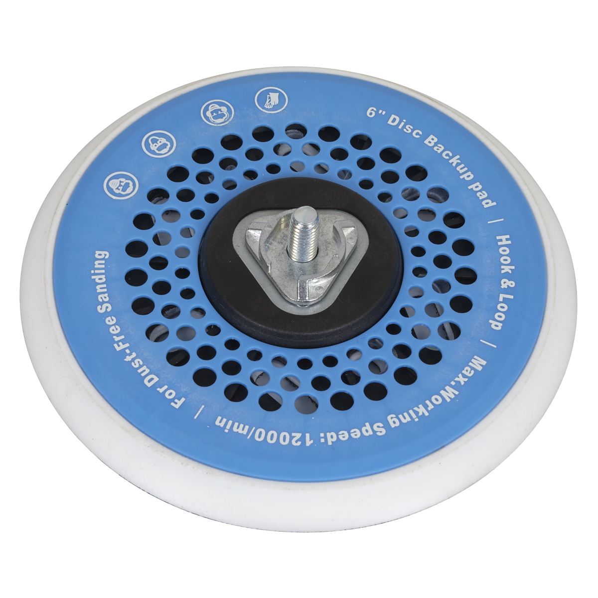 Sealey Universal Dust-Free Stick-On DA Backing Pad �150mm x 5/16"UNF & M8 AK289