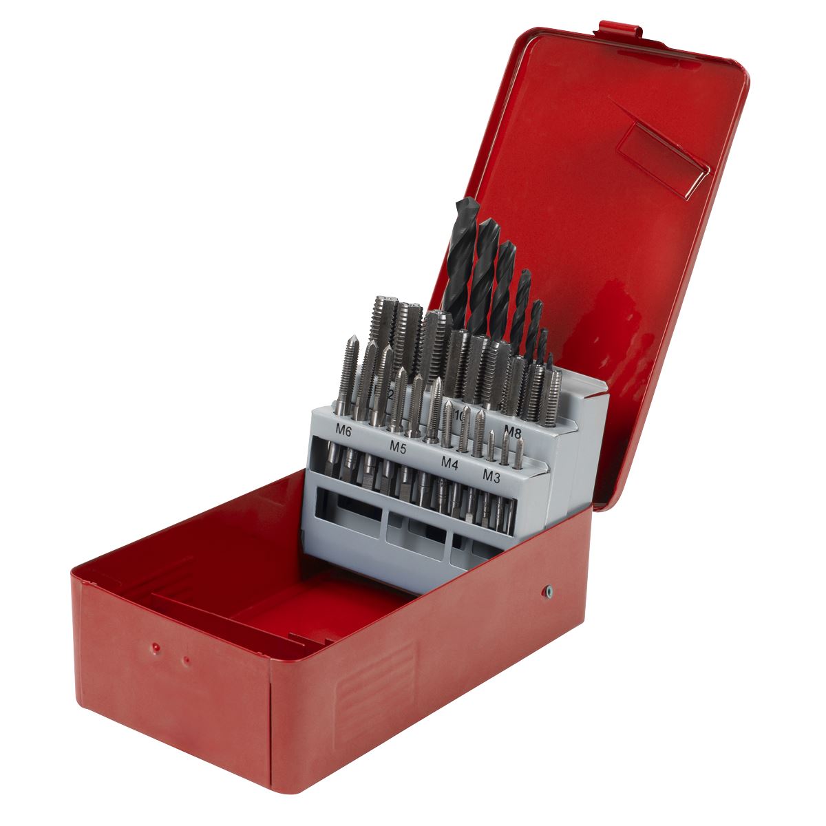 Sealey Metric HSS Drill Bit Set 28pc Inc Taps Taper Secondary Bottoming AK3023