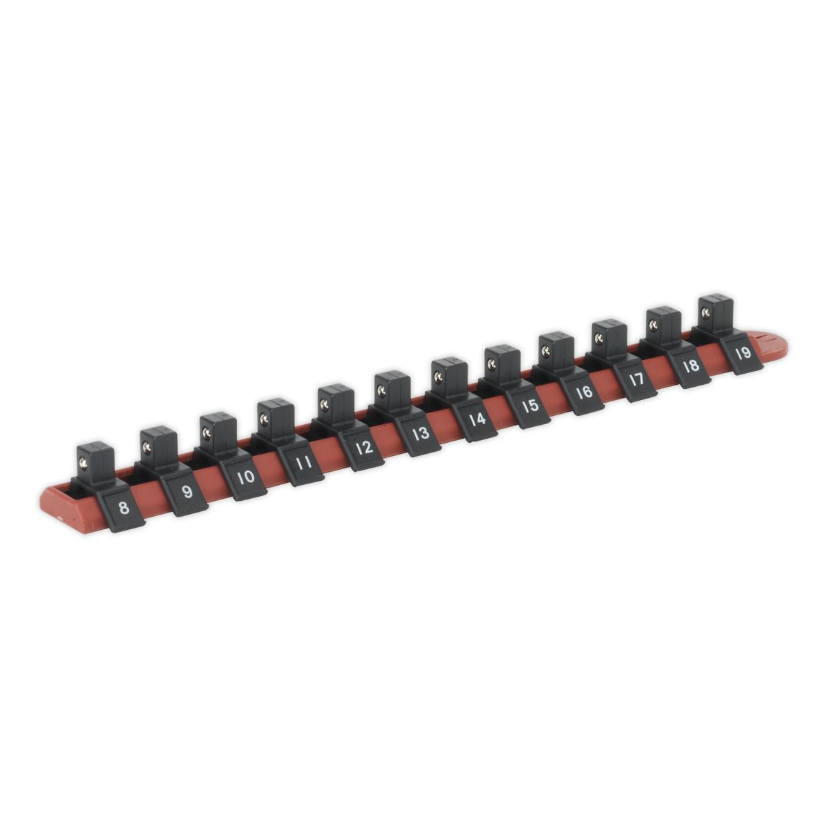 Sealey 3/8"Sq Drive Socket Retaining Rail with 12 Clips Composite AK3812
